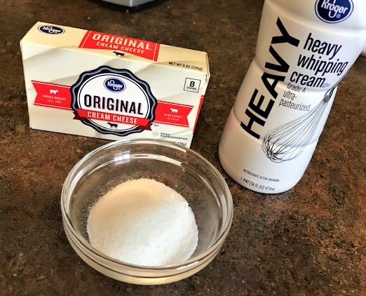 Cream, cream cheese, and sugar - ingredients for Devonshire Cream