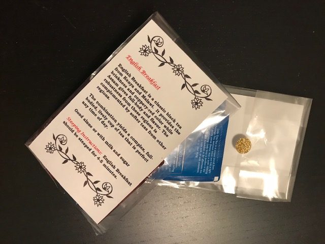 Tea bags in bags with information about the tea and steeping instructions.  