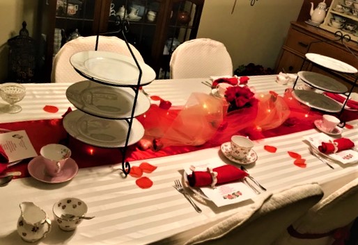 Table setting for Valentine's Tea Party