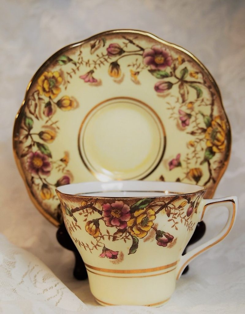 Focusing on the butterfly, this is a 1950's Rosina English Bone China teacup