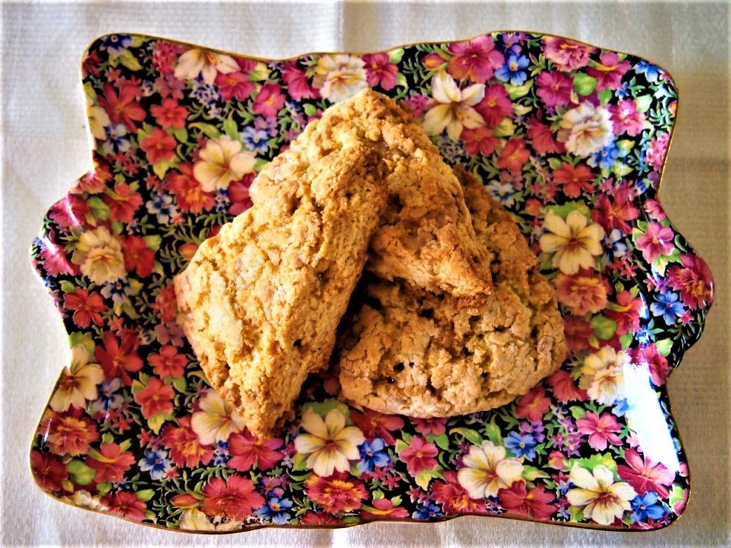 Toffee Scones - resting on Chintz plate