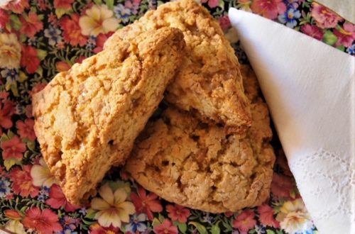 Toffee Scones on Chintz Plate with Lace Napkin