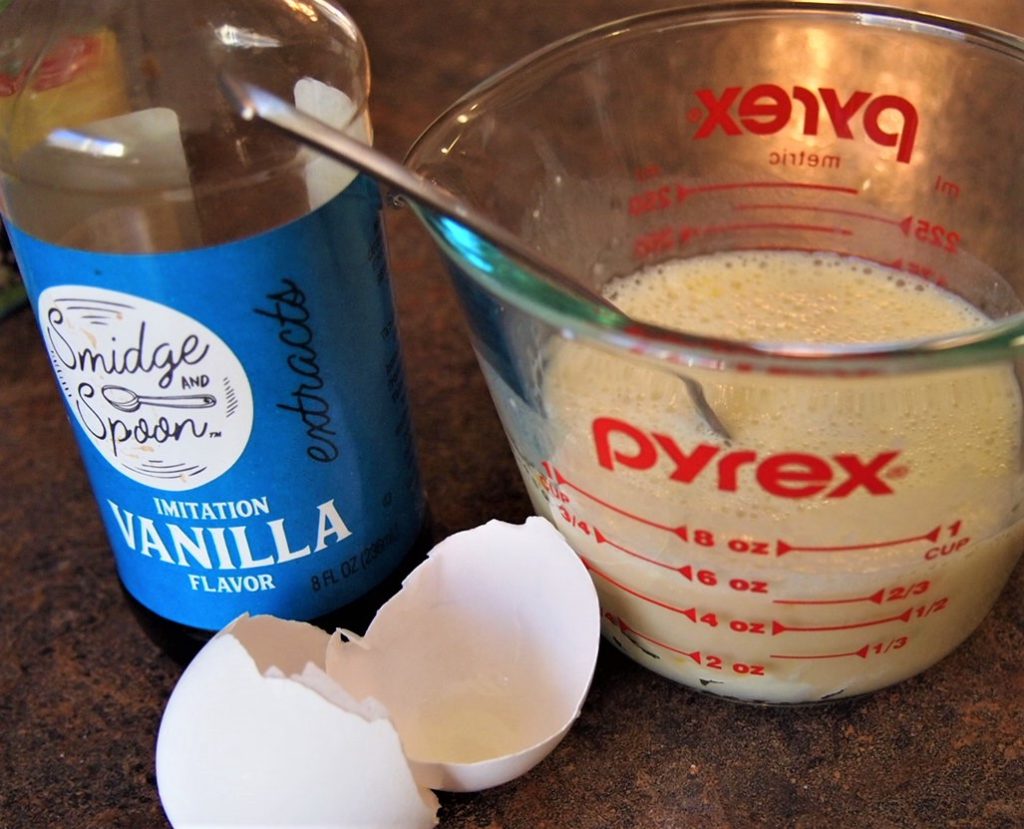 Toffee Scones - Liquid Ingredients. Buttermilk, Eggs and Vanilla