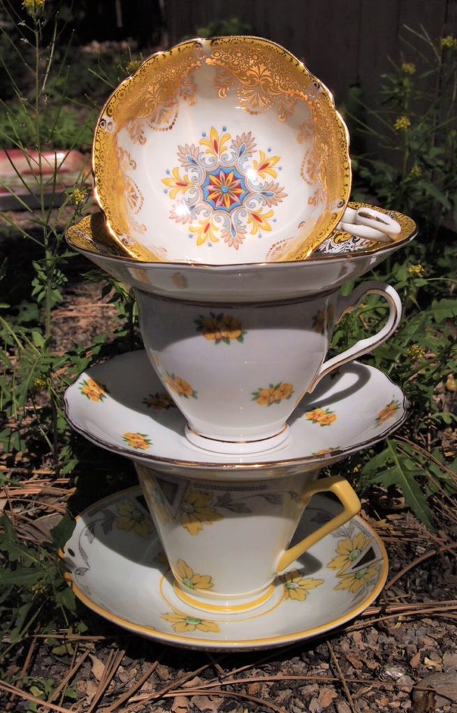 Teacups - top Paragon, middle Colclough English Bone China,  Art Deco Gladstone China