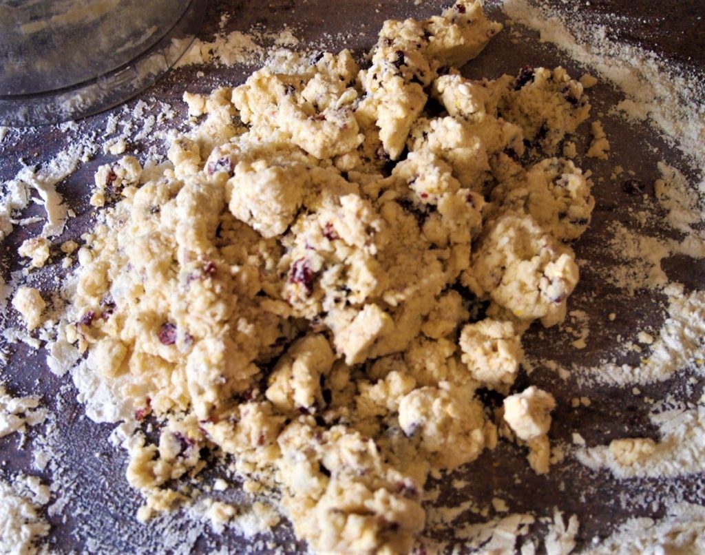 Cranberry Orange Scone dough turned out for kneading