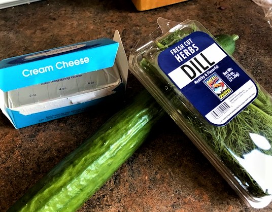 Making Cucumber Finger Sandwiches - Ingredients for cream cheese filling