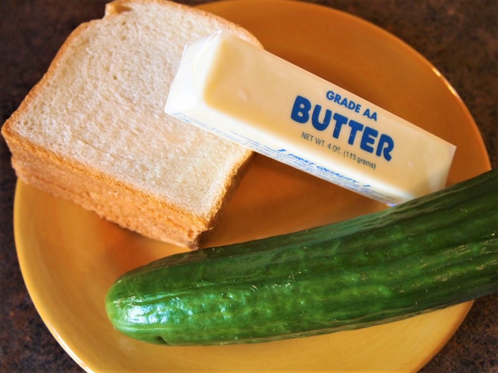 Making Cucumber Finger Sandwiches - ingredients