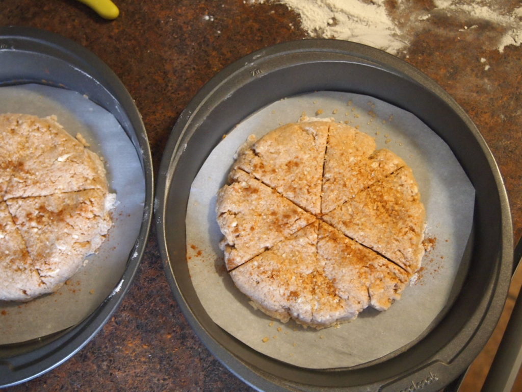 Scone dough in pan